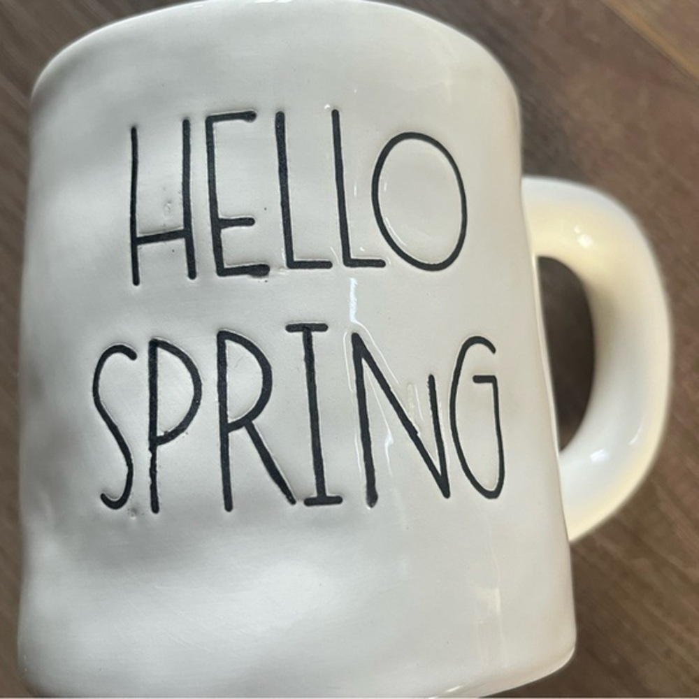 Hello Spring Pink & White Ceramic Mug New Item 4” Tall‎ Cup - Picture 8 of 8